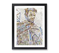 Clint Eastwood No.2 Modern Bg Framed Print | A4 Black Framed Wall Art | Ready to Hang | Modern Nature Picture | Living Room Bedroom Lounge Office