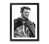 Clint Eastwood No.2 Modern Framed Print | A2 Black Framed Wall Art | Ready to Hang | Modern Nature Picture | Living Room Bedroom Lounge Office