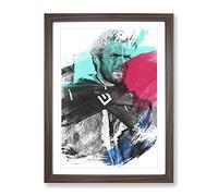 Clint Eastwood No.2 V2 Modern Framed Print | A2 Walnut Framed Wall Art | Ready to Hang | Modern Nature Picture | Living Room Bedroom Lounge Office