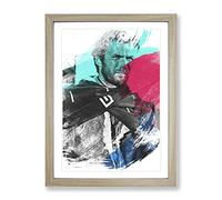 Clint Eastwood No.2 V2 Modern Framed Wall Art Print, Ready to Hang Picture for Living Room Bedroom Home Office Décor, Oak A4 (34 x 25 cm)