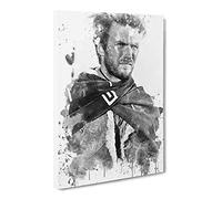 Clint Eastwood No.2 V3 Canvas Print | Gallery Wrapped 30mm Frame Wall Art | 24x16 inches | Ready to Hang | Modern Picture | Living Room Bedroom Lounge Office