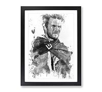Clint Eastwood No.2 V3 Modern Framed Print | A2 Black Framed Wall Art | Ready to Hang | Modern Nature Picture | Living Room Bedroom Lounge Office