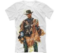 Clint Eastwood T-Shirt - Wild West Style White Print Western T-Shirt Men