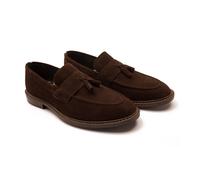 'Clinton' Suede Leather Tassel Formal Loafer Shoes Thomas Crick Brown 7