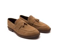 'Clinton' Suede Leather Tassel Formal Loafer Shoes Thomas Crick Light Brown 10