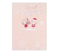 Clintons: Girls With Presents Friend Christmas Card, Christmas Card for Friends, General Christmas Cards, Single Christmas Card, Multi-Colour, 133 x 184, 1171416