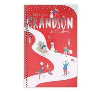 Clintons: Tiny People Sledging Grandson Christmas Card, Multi-Colour, 155 x 235, 1150652