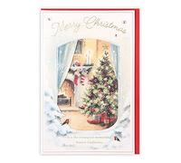 Clintons: Traditional Tree by Fire Scene General Christmas Card, Multi-colour, 155 x 235, 1181063
