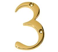 Clio 3-Inch Brass Letters Mailbox Decor Address Signs For Houses Outdoor Wall Decor Mailbox Numbers House Address Numbers For Outside Address Sign for Door Numbers (Polished, Number 3)