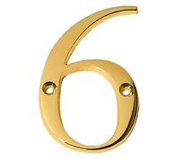 Clio 3-Inch Brass Letters Mailbox Decor Address Signs For Houses Outdoor Wall Decor Mailbox Numbers House Address Numbers For Outside Address Sign for Door Numbers (Polished, Number 6)