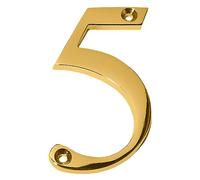 Clio 3-Inch Solid Brass Letters Address Signs For Houses Mailbox Numbers House Numbers For Outside, Address Plaques for House Numbers For Modern Mailbox, Outdoor Wall Decor (Polished, Number 5)