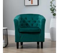 Clio 68Cm Wide Green Velvet Fabric Studded Back Accent Chair With Dark And Light Wooden Legs