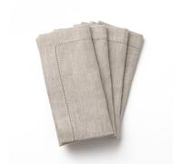 CLIO & CLOVER Napkins - Natural Napkins set of 4 - Pure Linen Hemstitched luxury design - From London-based brand, Clio and Clover