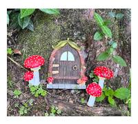 Cliocoo Fairy Door and Mushrooms for Trees, Glow in the Dark Gnome Home Door, Garden Tree Decor Kit with Adorable Mushrooms (Mushroom Fairy Door)