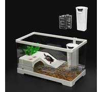 Clioran Turtle Tank Kit,PC White Small 11.81 * 7.28 * 7.08inch Red Eared Slider Starter Aquarium