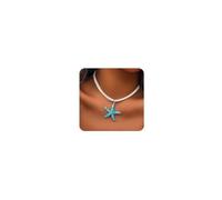 Cliory Boho Starfish Necklace Starfish Pendant Choker Layered Starfish Necklace White Velvet Choker Necklace Summer Beach Jewelry for Women
