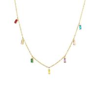 Cliory Colorful Gold Necklaces for Women Rainbow Rhinestone Necklace 18k Crystal Choker Necklace Jewelry for Women