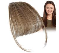 Clip Bangs Human Hair - French Bangs Clip Fake Bangs Fringe | Clip Air Bangs | Neat Bangs Hair Extension | Natural Color Fringe Hairpieces Hair Bangs | Clip In Bangs Human Hair Clip