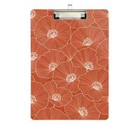 Clip Board Organization Line Art Burnt Orange Flower Hard Board for Football Softball Coaching Size 9 x 12.5 Tabla para escribir