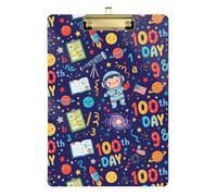 Clip Boards A4 Size 12.5" x 9" Art Clipboard with Low Profile Clip for Observation Recorder Classroom 100th Day Celebration Galaxy