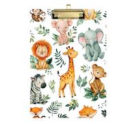 Clip Boards A4 Size 12.5" x 9" Clip Board Folder with Low Profile Clip for Medical Outdoor Sketching Watercolor Jungle Animal Collection