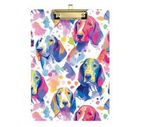 Clip Boards A4 Size 12.5" x 9" Clip Board Folder with Low Profile Clip for Nursing Coaching Trade Quest Watercolor Colorful Dogs Dots