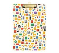 Clip Boards A4 Size 12.5" x 9" Clip Board Folder with Low Profile Clip for Volleyball Coaches Medical Contractor Space Themed Building Blocks Pattern