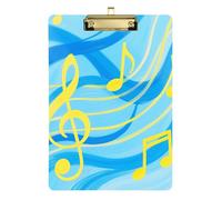 Clip Boards A4 Size 12.5" x 9" Folder Clipboard with Low Profile Clip for Nursing Elementary Musical Notes on Blue