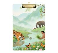 Clip Boards A4 Size 12.5" x 9" Inspectors Clipboard with Low Profile Clip for Nurse Office Meeting Jungle Adventure Scene
