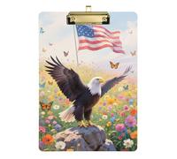 Clip Boards A4 Size 12.5" x 9" Metal Clipboard Folder with Low Profile Clip for Volleyball Coaches Elementary Bird in Flower Field