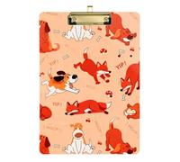 Clip Boards A4 Size 12.5" x 9" Thick Clipboard with Low Profile Clip for Medical Coaching Trade Quest Dogs and Foxes Pattern
