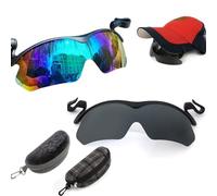 Clip Cap Sunglasses, Outdoor Clip on Hat Polarized Sunglasses, Fishing Cycling Traveling Flip Cover UV Protection Sunglasses (B, Grey+Green)