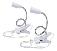 Clip Desk Lamp, 2PCS E27 with Plug and Switch, 360 Degrees Flexible Neck Clip on Lamp Holder, Spotlight with 2.2M Cable, Clamp Light for Bedroom Desk Garages Kitchen