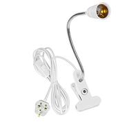 Clip Desk Lamp, E27 Lamp Holder Clip on Bulb Holder Flexible Light Base with Switch UK Plug, 360° Clip on Light Socket Screw Lamp Holder 220cm Cable for Garages Kitchens Clip on Table or Hang on Wall
