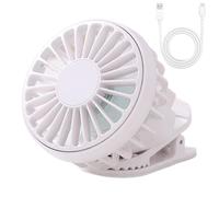 Clip Fans - Small Personal Desk Cooler with 3 Speed Settings, Battery Operated Mini Fan, Portable Clips On Cooling Tool for Stroller Travel Home Car Seat Gym Bed Kitchen Outdoor Camping, White Pink