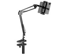 Clip Foldable Desktop Cantilever Support Bracket 360 Adjustable Desk Bed Phone Holder Flexible Arm Laying Down Phone Clamp for Filming Live Streaming