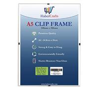 Clip Frame A5 Size Frameless Picture Frame Photo Poster Certificate with Crystal Clear Non Glass Shatter Resistant Safety Styrene Perspex Ready to Use (A5 Size - 148mm x 210mm - Pack of 6)