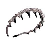 Clip Headband | Vintage Faux Stone Diamond Hair Band - Elegant Rhinestone Weave Design High Skull Shape Non-Slip Hair Accessories for Women Party Daily Celebration
