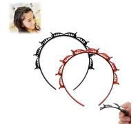 Clip Headbands Hairpin Headband Double Bangs Hairstyle Hairpin Hairband With Clips Twist Braid Headband Non-Slip Double Layer Twist Plait Headband for Women Girls (Black+Brown)