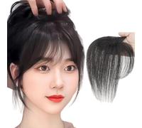 Clip In Bangs, 100% Human Hair Topper With 2 Non-slip Clips, 360°Cover Top Hair Pieces With Fringes Natural Black Fake Bangs Hair Extensions For Women