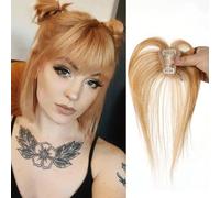 Clip in Bangs Bangs Hair Clip Fake Bangs Clip In Bangs Real Human Hair Hairpieces Ash Blonde 360° Cover Clip on Bangs for Women Fringe with Temples Wispy Bangs Clip In Hair Extensions French Bangs