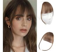 Clip in Bangs Extensions Wispy Bangs Fringe Hairpieces for Women Clip on Air Bangs Flat Neat Bangs Hair Extension for Daily Wear Hair Extensions for Daily Wear(Dark Brown)