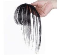 Clip In Bangs for Women 5" Natural Clip On Bangs Black Thin Air Hair with 8" Temples & Invisible Decorative Fake for Daily, Cosplay & More, On