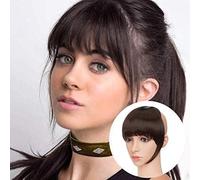 Clip in Bangs Hair Extensions Thick Full Neat Bangs Fringe Hair Extension One Piece Clip on Front Bangs Hairpiece Dark Brown Colour