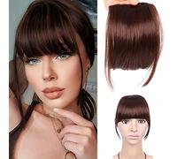 Clip in Bangs Human Hair, Clip in Fringe, Bangs Hair Clip in Bangs Human Hair Bangs Hairpieces for Women Clip-on Bangs French Neat Bangs Fringe with Temples One Piece Bang Hair Extension
