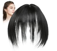 Clip In Bangs - Natural Black Wispy Air Fringe Hairpiece Extension Accessory, Lightweight Womens Styling Enhancement Tool, Soft Synthetic Short Front Hair Addition With Invisible Secure Clips | Easy H
