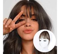 Clip in Bangs Real Human Hair Wispy Bangs Fringe with Temples for Women Clip on Air Bangs Hairpiece Natural Flat Neat Bangs Hair Clip Extension for Daily Wear