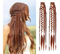 Clip-in Braid Hair Extensions for Women, 2-Piece Elastic Braided Ponytail, 20-inch Synthetic Braided Wig, Suitable for Cosplay and Everyday Styling, with Beads and Accessories (3pcs-20inch,H350)