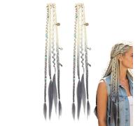Clip in Braids with Beads Clip-in Boho Twist Hairpiece | 1-Pair Braid Bohemian Hair Dreadlock for Women Adults Daily Styling Vacation Beach Wedding Cosplay