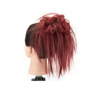 Clip in Claw Chignon 2pcs Messy Hair Bun Piece Updo Fake Scrunchies Extension Wavy Curly Hairpieces Ponytail Chignon Headband for Women Tousled Messy Bun Hairpiece(Burgundy)